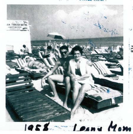 1958.02: Leon Charney in Florida Beach with Mother Sara