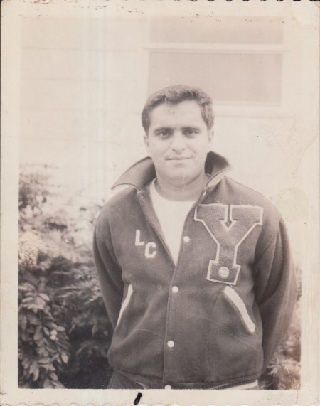 1960.08: Leon wearing a Yesiva Jacket