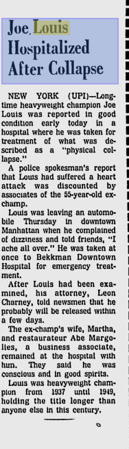 Leon is mentioned in an item about Joe Louis in Baltimore. 1969.06.28