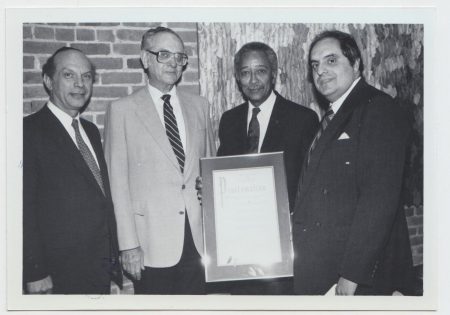 1986.05.07: Reception. Arther Schneier, Robert Lipshutz, Mayor Dinkins, Leon Charney