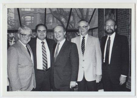 1986.05.07: Reception. Jerry Chazen, Leon Charney, Arthur Schneier, Robert Lipshutz, Freidberg