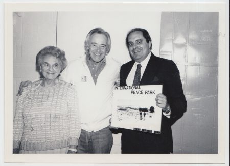 1986.10.29_Peace Park Tree Planting Ceremony Leon Charney with Jack Lemmon