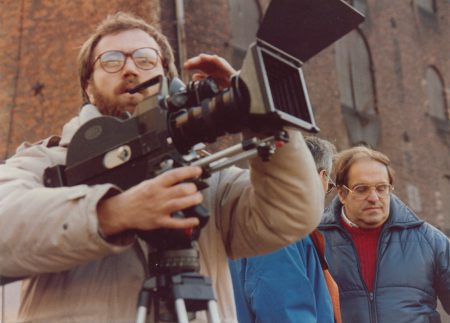 Behind the scene, Leon Charney, Actress Liliana Komorowski and Camera Man Jorge, 1987.12.26