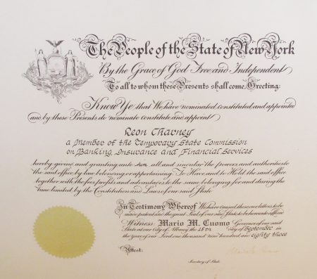Appointment to State Commission by the State of NY