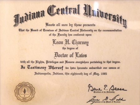 Honorary Doctor from Indiana Central University