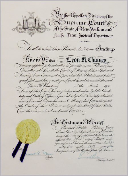 Certificate from Supreme Court of New York