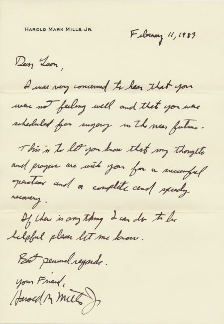Get Well Letter from Harold Mills