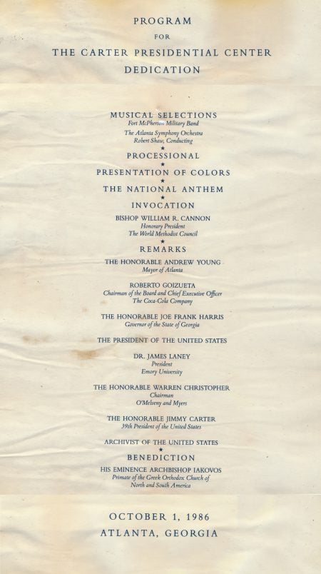 Charney’s Personal Programme, Carter Presidential Center